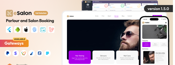 eSalon v1.6.0 - Parlour and Salon Booking Full Solution - nulled