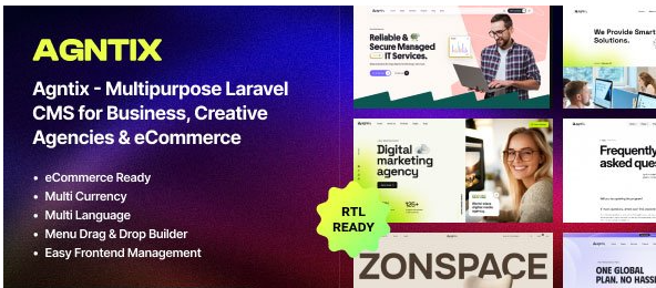 Agntix v1.2.1 - Multipurpose Laravel CMS for Business, Portfolio, Creative Agencies & eCommerce - nulled