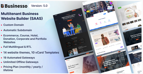 Businesso - Multipurpose Website Builder SAAS (Multitenancy)