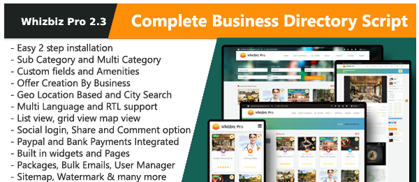Whizbiz Pro v2.3 - Simple Business Listing Directory Map Script - nulled
