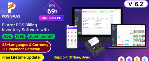 POS SAAS v6.2 - Flutter POS Billing Inventory Software with HRM - nulled