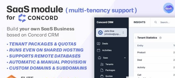 SaaS module for Concord v1.0 - Transform your CRM into a Powerful Multi-Tenancy Solution - nulled