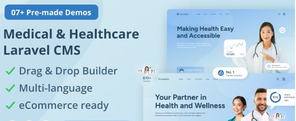 Prohealth v1.1 - Medical and Healthcare Laravel CMS With Live Page Builder - nulled
