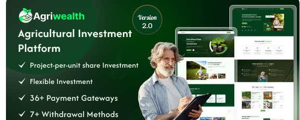 AgriWealth v2.1 - Agricultural HYIP Investment and Ecommerce Solution - nulled