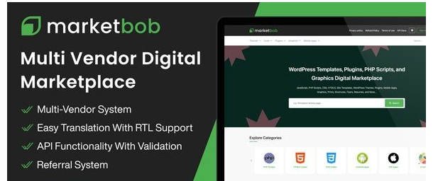 Marketbob v2.5 - Multi-Vendor Digital Marketplace - nulled