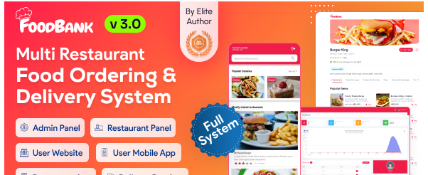 FoodBank Multi Restaurant v3.6 - Restaurant App with Admin & Restaurant Panel - nulled