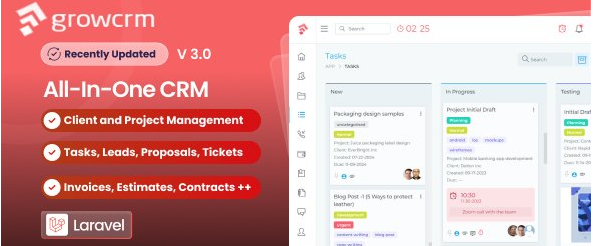 Grow CRM v3.1 - Laravel Project Management - nulled
