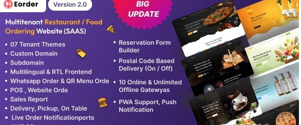 Eorder v3.1 - Multitenant Restaurant / Food Ordering Website (SAAS)