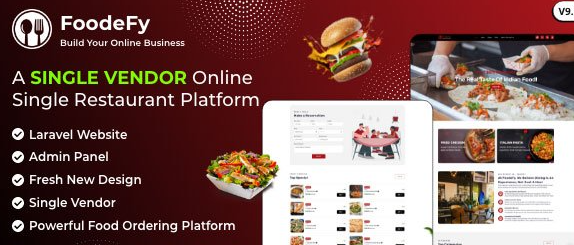 Foodefy v9.7 - Single Restaurant Online Food Ordering Laravel Website Platform - nulled